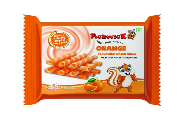 Orange Flavoured Creamy Wafer Roll Pouch - 60g